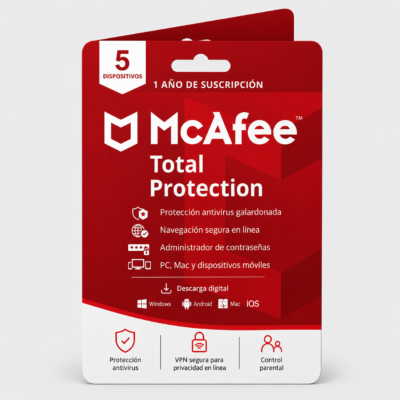 ® McAfee Total Protection, software de seguridad antivirus, 5 dispositivos, suscripción de 1 año