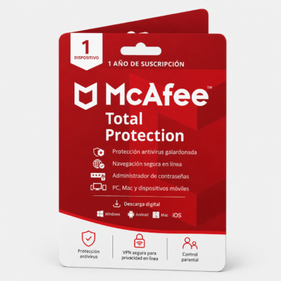 ® McAfee Total Protection, software de seguridad antivirus, 1 dispositivo, suscripción de 1 año